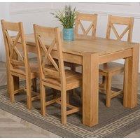 Thats Furniture Kuba 150 x 85 cm Chunky Medium Oak Dining Table & 4 Berkeley Chairs in Brown