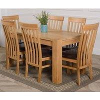 Thats Furniture Kuba 150 x 85 cm Chunky Medium Oak Dining Table & 6 Harvard Chairs in Brown