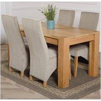 Thats Furniture Kuba 150 x 85 cm Chunky Medium Oak Dining Table & 4 Lola Fabric Chairs in Grey