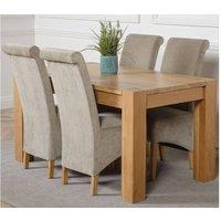 Thats Furniture Kuba 150 x 85 cm Chunky Medium Oak Dining Table & 4 Montana Fabric Chairs in Grey