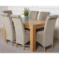 Thats Furniture Kuba 150 x 85 cm Chunky Medium Oak Dining Table & 6 Montana Fabric Chairs in Grey