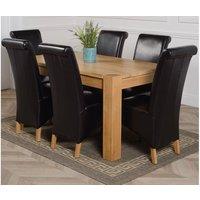 Thats Furniture Kuba 150 x 85cm Chunky Medium Oak Dining Table & 6 Montana Leather Chairs in Black | Size: 150 x 85 cm