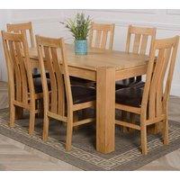 Thats Furniture Kuba 150 x 85 cm Chunky Medium Oak Dining Table & 6 Princeton Chairs in Brown