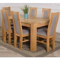 Thats Furniture Kuba 150 x 85 cm Chunky Medium Oak Dining Table & 6 Stanford Chairs in Brown