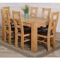 Thats Furniture Kuba 150 x 85 cm Chunky Medium Oak Dining Table & 6 Yale Chairs in Brown