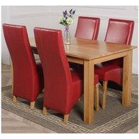 Thats Furniture Oslo 150 x 90 cm Medium Oak Dining Table & 4 Lola Leather Chairs in Red
