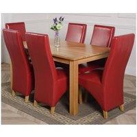 Thats Furniture Oslo 150 x 90 cm Medium Oak Dining Table & 6 Lola Leather Chairs in Red