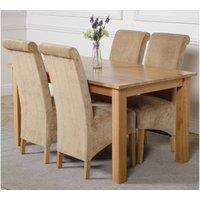Thats Furniture Oslo 150 x 90 cm Medium Oak Dining Table & 4 Montana Fabric Chairs in Beige