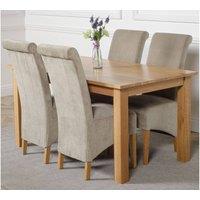 Thats Furniture Oslo 150 x 90 cm Medium Oak Dining Table & 4 Montana Fabric Chairs in Grey
