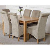 Thats Furniture Oslo 150 x 90 cm Medium Oak Dining Table & 6 Montana Fabric Chairs in Grey