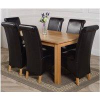Thats Furniture Oslo 150 x 90 cm Medium Oak Dining Table & 6 Montana Leather Chairs in Black
