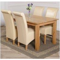 Thats Furniture Oslo 150 x 90 cm Medium Oak Dining Table & 4 Montana Leather Chairs in Cream