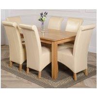 Thats Furniture Oslo 150 x 90 cm Medium Oak Dining Table & 6 Montana Leather Chairs in Cream