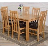 Thats Furniture Oslo 150 x 90 cm Medium Oak Dining Table & 6 Princeton Chairs in Brown