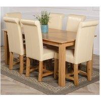 Thats Furniture Oslo 150 x 90 cm Medium Oak Dining Table & 6 Washington Leather Chairs in Cream