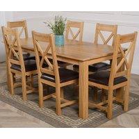 Thats Furniture Oslo 180 x 90 cm Large Oak Dining Table & 6 Berkeley Leather Chairs in Brown