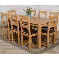 Thats Furniture Oslo 180 x 90 cm Large Oak Dining Table & 8 Lincoln Chairs in Brown