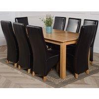 Thats Furniture Oslo 180 x 90 cm Large Oak Dining Table & 8 Lola Leather Chairs in Black