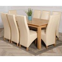 Thats Furniture Oslo 180 x 90 cm Large Oak Dining Table & 8 Lola Leather Chairs in Cream