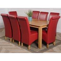 Thats Furniture Oslo 180 x 90 cm Large Oak Dining Table & 8 Montana Leather Chairs in Red