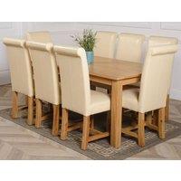 Thats Furniture Oslo 180 x 90 cm Large Oak Dining Table & 8 Washington Leather Chairs in Cream