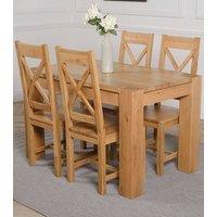 Thats Furniture Kuba 125 x 80 cm Chunky Oak Small Dining Table & 4 Berkeley Chairs in Brown