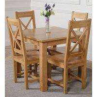 Thats Furniture Oslo 90 x 90 cm Oak Small Dining Table & 4 Berkeley Oak Chairs in Brown