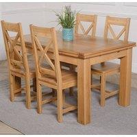 Thats Furniture Richmond 140-220cm Oak Extending Dining Table & 4 Berkeley Chairs in Brown