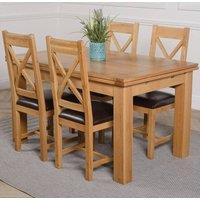 Thats Furniture Richmond 140-220cm Oak Extending Dining Table & 4 Berkeley Leather Chairs in Brown