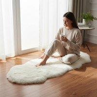 Infinity Leather Real Sheepskin Large Natural Wool Rug - Double in White | Size: 180 cm x 60 cm
