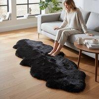 Infinity Leather Real Sheepskin Large Natural Wool Rug - Double in Black | Size: 180 cm x 60 cm