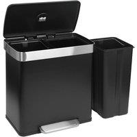 Harbour Housewares 60L Double Kitchen Pedal Bin - Stainless Steel Waste Bin (2 x 30L) in Black