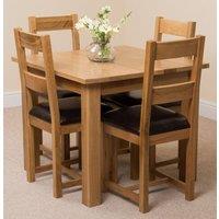 Thats Furniture Oslo 90 x 90 cm Oak Small Dining Table & 4 Lincoln Oak Chairs in Brown