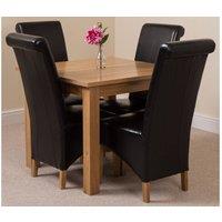 Thats Furniture Oslo 90 x 90 cm Oak Small Dining Table & 4 Montana Leather Chairs in Black