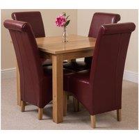 Thats Furniture Oslo 90 x 90 cm Oak Small Dining Table & 4 Montana Leather Chairs in Red