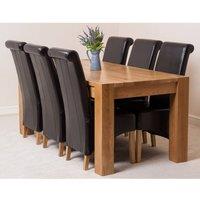 Thats Furniture Kuba 180 x 90 cm Chunky Oak Dining Table & 6 Montana Leather Chairs in Brown
