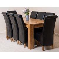 Thats Furniture Kuba 180 x 90 cm Chunky Oak Dining Table & 8 Montana Leather Chairs in Black