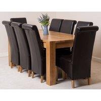 Thats Furniture Kuba 180 x 90 cm Chunky Oak Dining Table & 8 Montana Leather Chairs in Brown