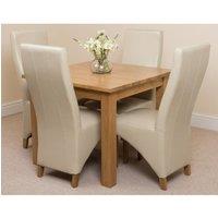 Thats Furniture Oslo 90 x 90 cm Oak Small Dining Table & 4 Lola Leather Chairs in Cream