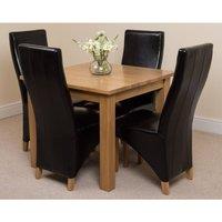 Thats Furniture Oslo 90 x 90 cm Oak Small Dining Table & 4 Lola Leather Chairs in Black
