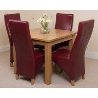 Thats Furniture Oslo 90 x 90 cm Oak Small Dining Table & 4 Lola Leather Chairs in Red