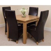 Thats Furniture Oslo 90 x 90 cm Oak Small Dining Table & 4 Lola Leather Chairs in Brown