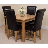 Thats Furniture Oslo 90 x 90 cm Oak Small Dining Table & 4 Washington Leather Chairs in Black