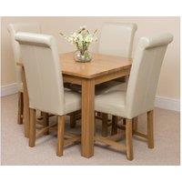 Thats Furniture Oslo 90 x 90 cm Oak Small Dining Table & 4 Washington Leather Chairs in Cream