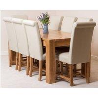 Thats Furniture Kuba 180 x 90 cm Chunky Oak Dining Table & 8 Washington Leather Chairs in Cream