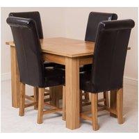 Thats Furniture Hampton 120-160cm Oak Extending Dining Table + 4 Washington Leather Chairs in Brown