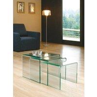 Thats Furniture Milan Glass Nest of 3 Side Tables for Living Room in Clear