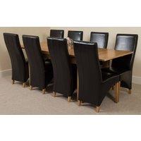 Thats Furniture Richmond 140-220cm Oak Extending Dining Table & 8 Lola Leather Chairs in Black