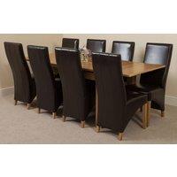 Thats Furniture Richmond 140-220cm Oak Extending Dining Table & 8 Lola Leather Chairs in Brown