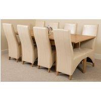 Thats Furniture Richmond 140-220cm Oak Extending Dining Table & 8 Lola Leather Chairs in Cream